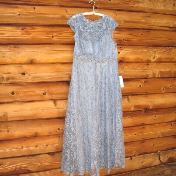 MAC DUGGAL  79430 Womens Blue Embroidered Cap Sleeve A Line Gown - Picture 6 of 14